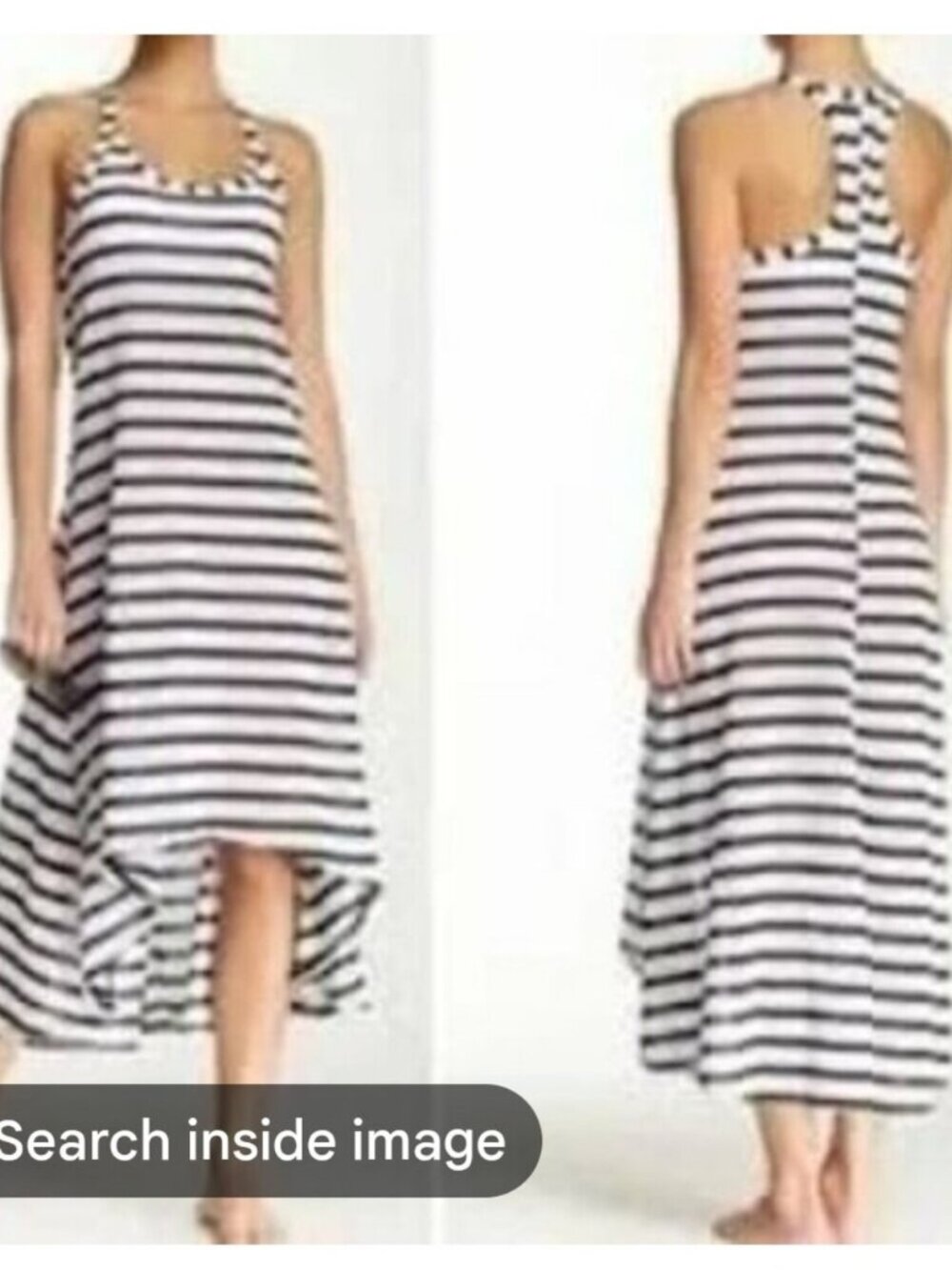 SPANX | Racerback Mesh High-low Maxi Coverup Dress Striped Black White Sz M